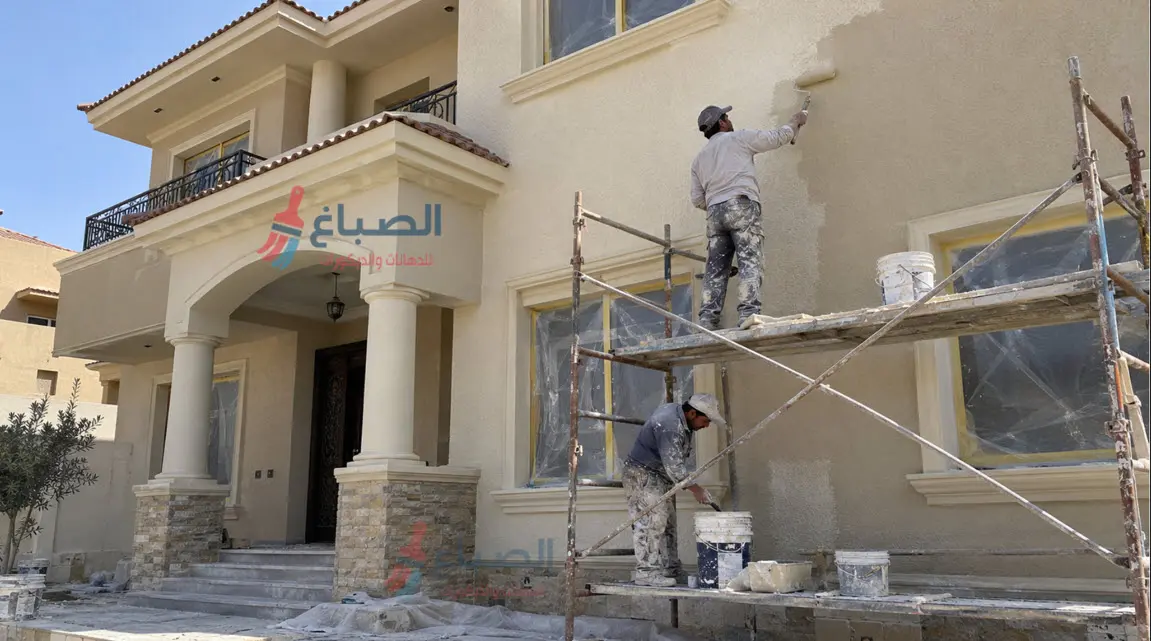 صباغ خارجي بالكويت - دهان منازل من الخارج بالكويت - صباغ واجهات خارجيه 2 اعمال دهان واجهه منزل بالكويت