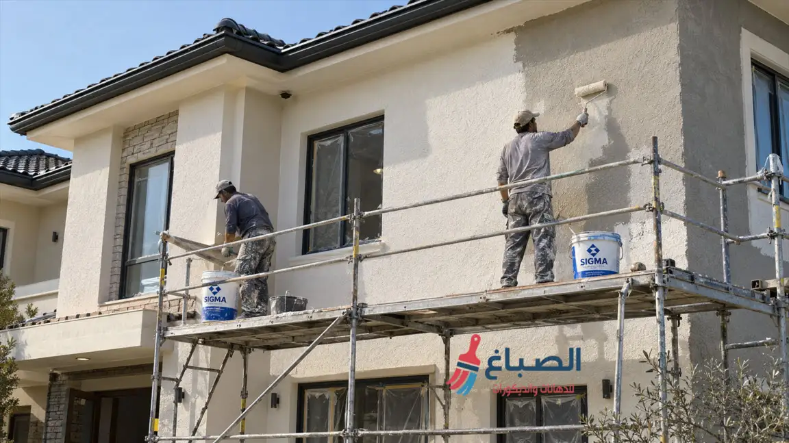 صباغ خارجي بالكويت - دهان منازل من الخارج بالكويت - صباغ واجهات خارجيه 3 دهان واجهه منزل باستخدام طلاء السيجما الخارجى